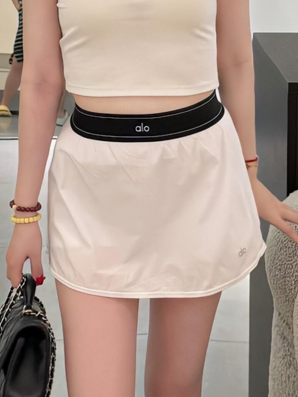 White Alo Yoga Match Point Tennis Mini Skirt🎾Effortlessly Chic🛀Built-In Shorts - Picture 10 of 11